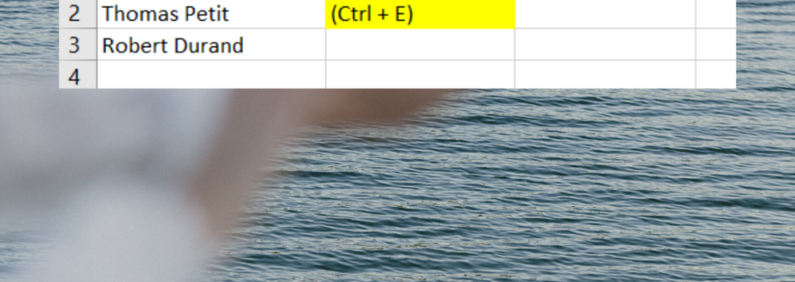 Fractionnement de cellule Excel