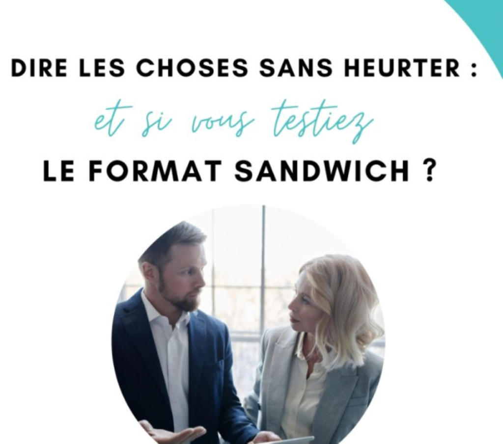 Schéma du format sandwich en communication professionnelle : message positif, message difficile, message positif
